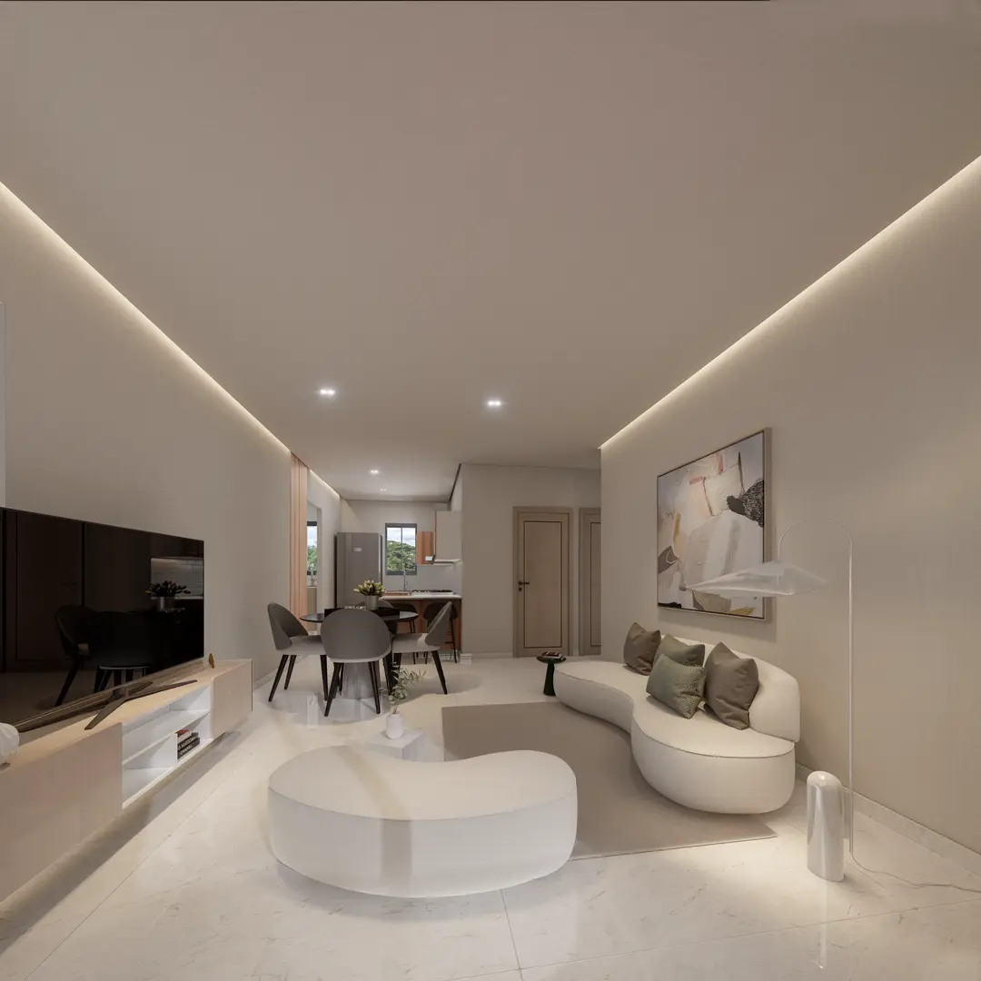 Sala-comedor-cocina open concept del apartamento R2